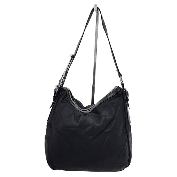 Lauren Ralph Lauren Horse Stir Up Nylon Hobo Shoulder Bag Purse Black - Picture 1 of 8